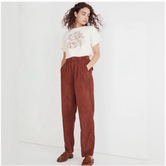 Madewell Pants - Madewell | Corduroy High-Rise Tapered Pants Dusty Redwood NG506